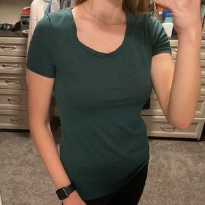 Green Swoop Neck Short Sleeve